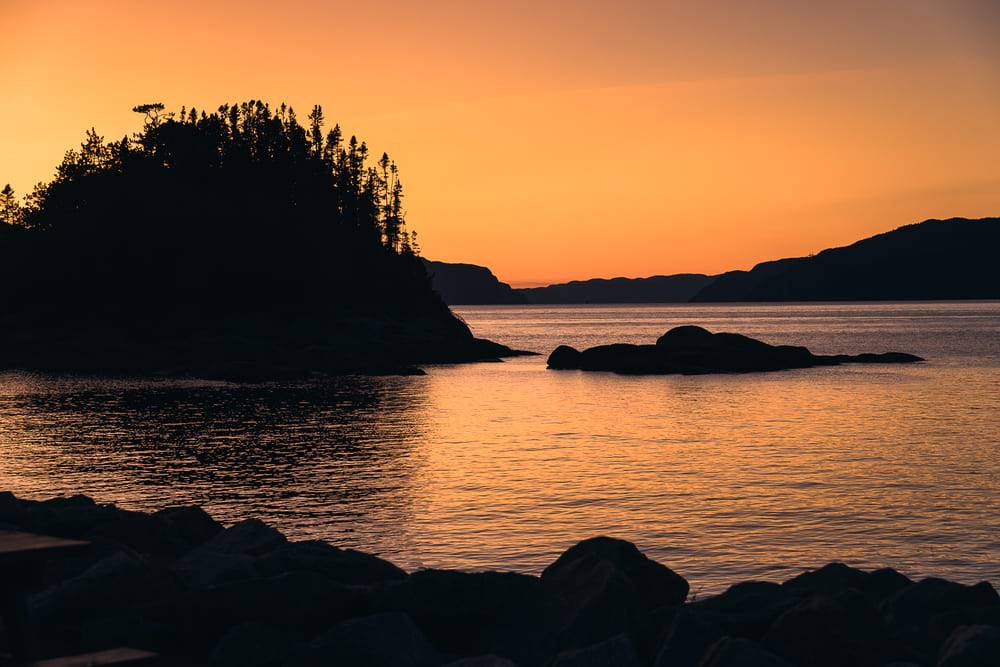 Saguenayfjord Quai Petit Saguenay Coucher De Soleil